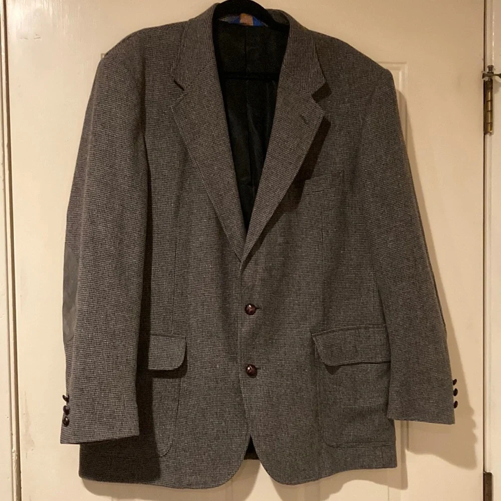 Pendleton y2K  houndstooth elbow patch men’s wool blend jacket size 44 L
